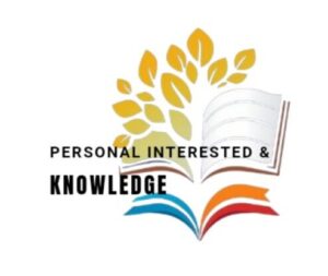 Logo of Personal Interest & Knowledge, featuring an open book with clean white pages on one side and tree leaves on the other, symbolizing growth and knowledge.