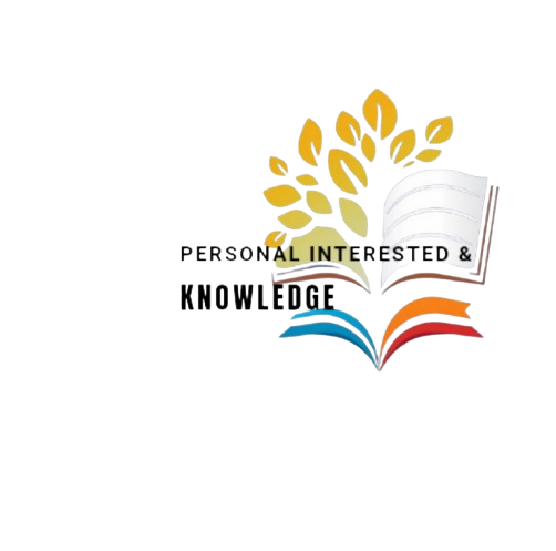 Logo of Personal Interest & Knowledge, featuring an open book with clean white pages on one side and tree leaves on the other, symbolizing growth and knowledge.